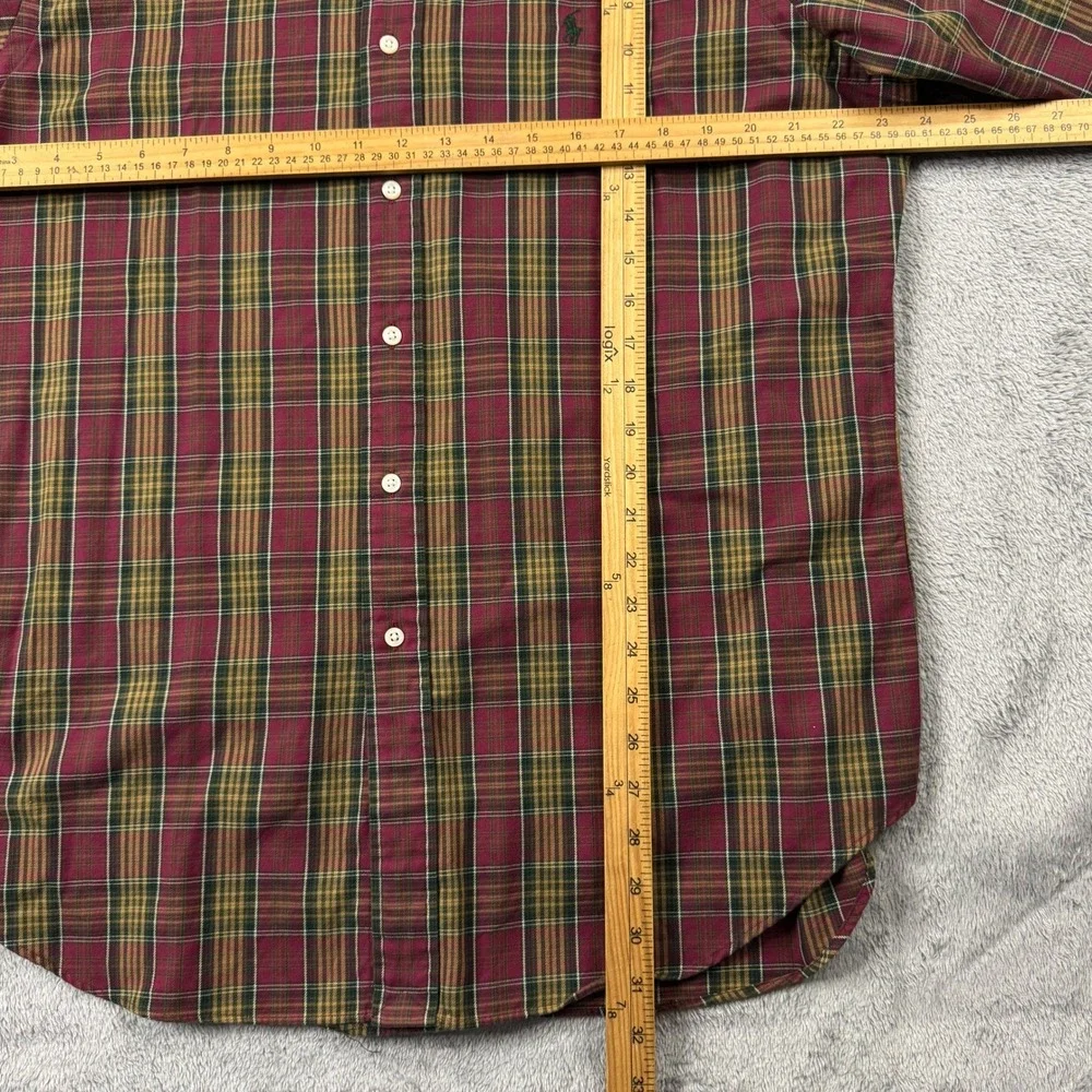 Ralph Lauren Classic Fit Plaid‎ Button Down Shirt Mens XL Burgundy Olive Green